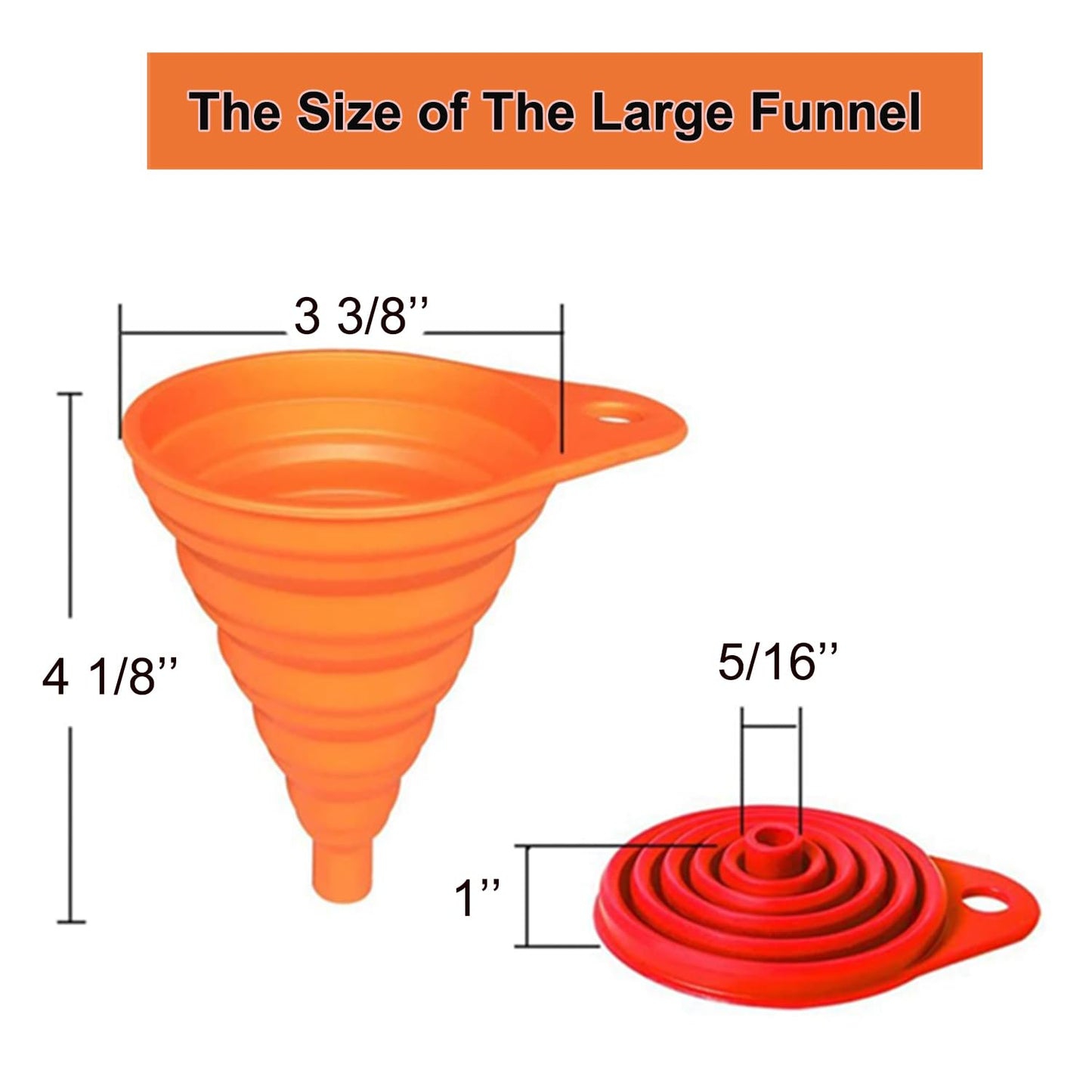 Silicone Collapsible Funnel Set — Foldable Funnels for Bottle & Jar Transfer