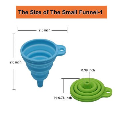 Silicone Collapsible Funnel Set — Foldable Funnels for Bottle & Jar Transfer
