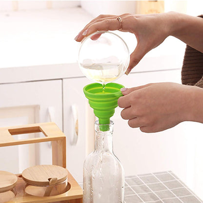Silicone Collapsible Funnel Set — Foldable Funnels for Bottle & Jar Transfer