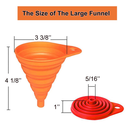 Silicone Collapsible Funnel Set — Foldable Funnels for Bottle & Jar Transfer