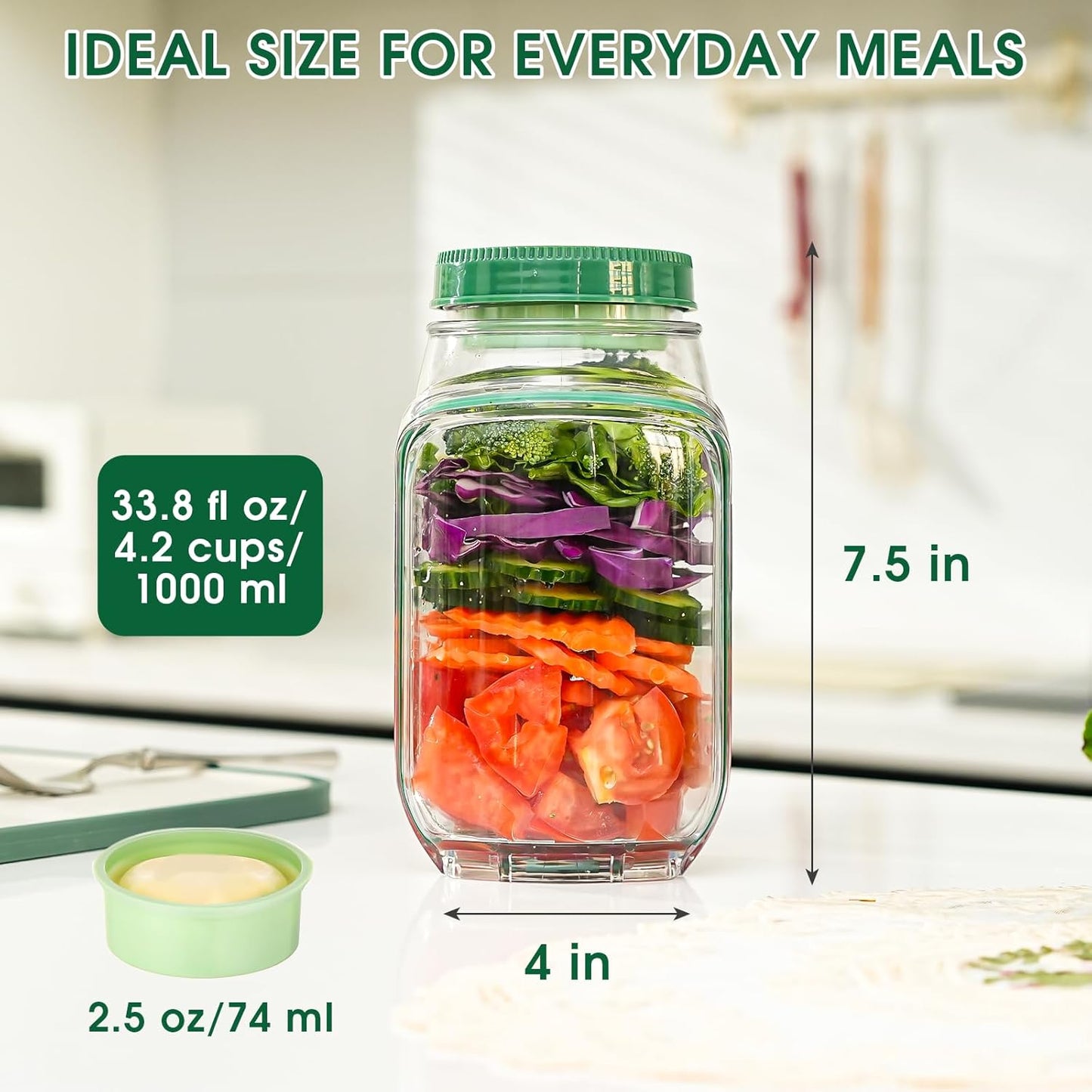 Salad Jar Pod with Side Hatch Bowl — Layer, Lock & Lunch Smarter