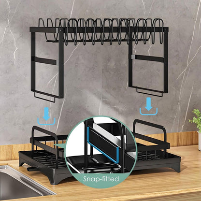 Dish Drying Rack with Removable Drain Tray — Dry Dishes, No Counter Puddles