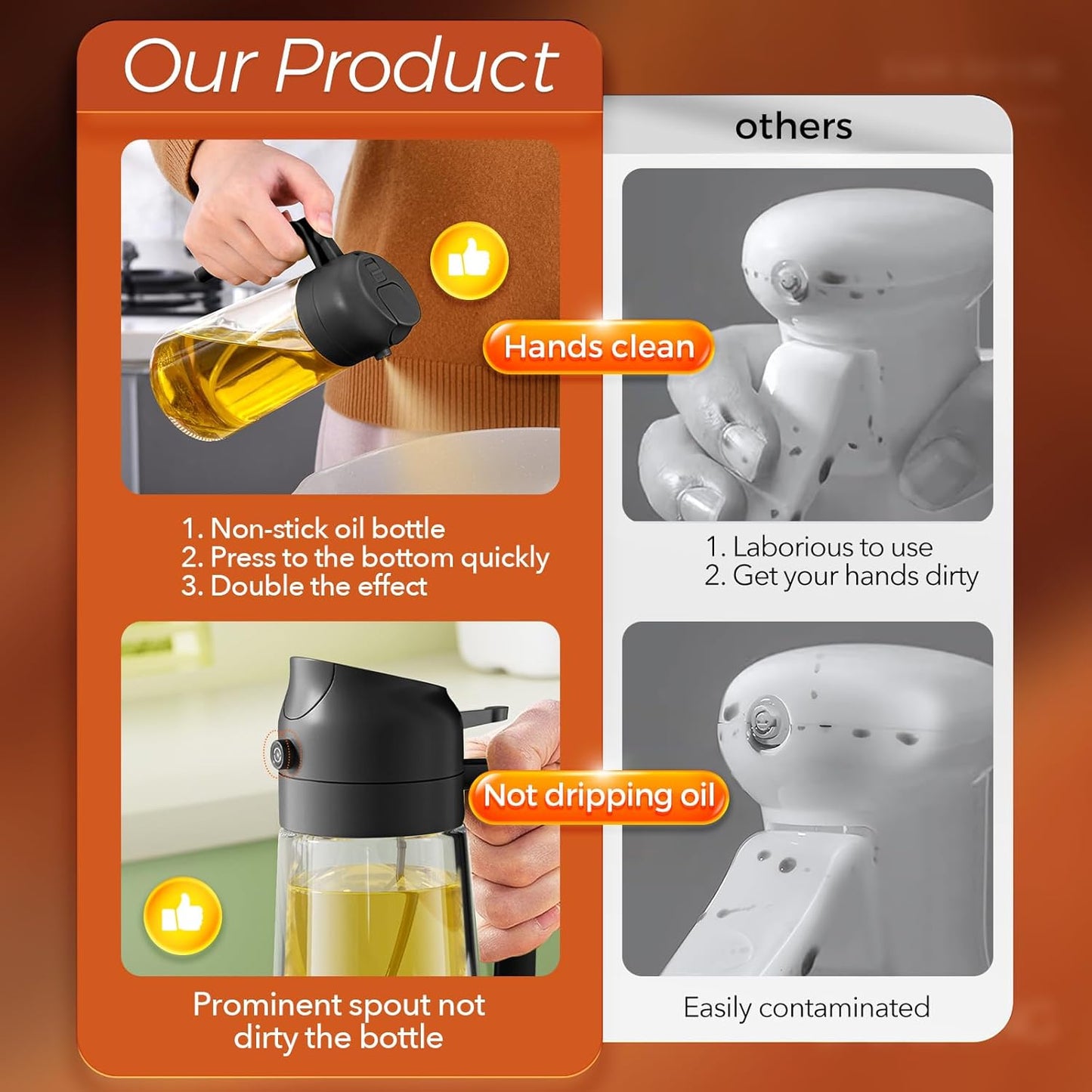 2-in-1 Oil Sprayer & Dispenser — Spray or Pour with Precision