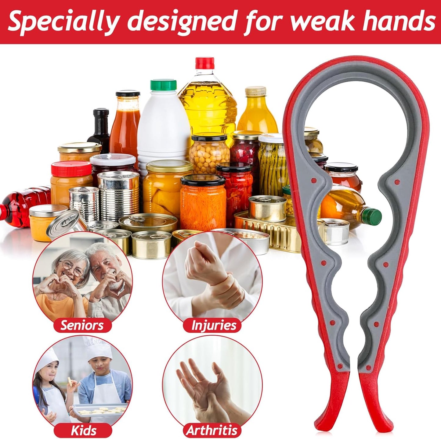 4 in 1 Lid Opener — Open Any Jar, Can, or Bottle Without the Struggle