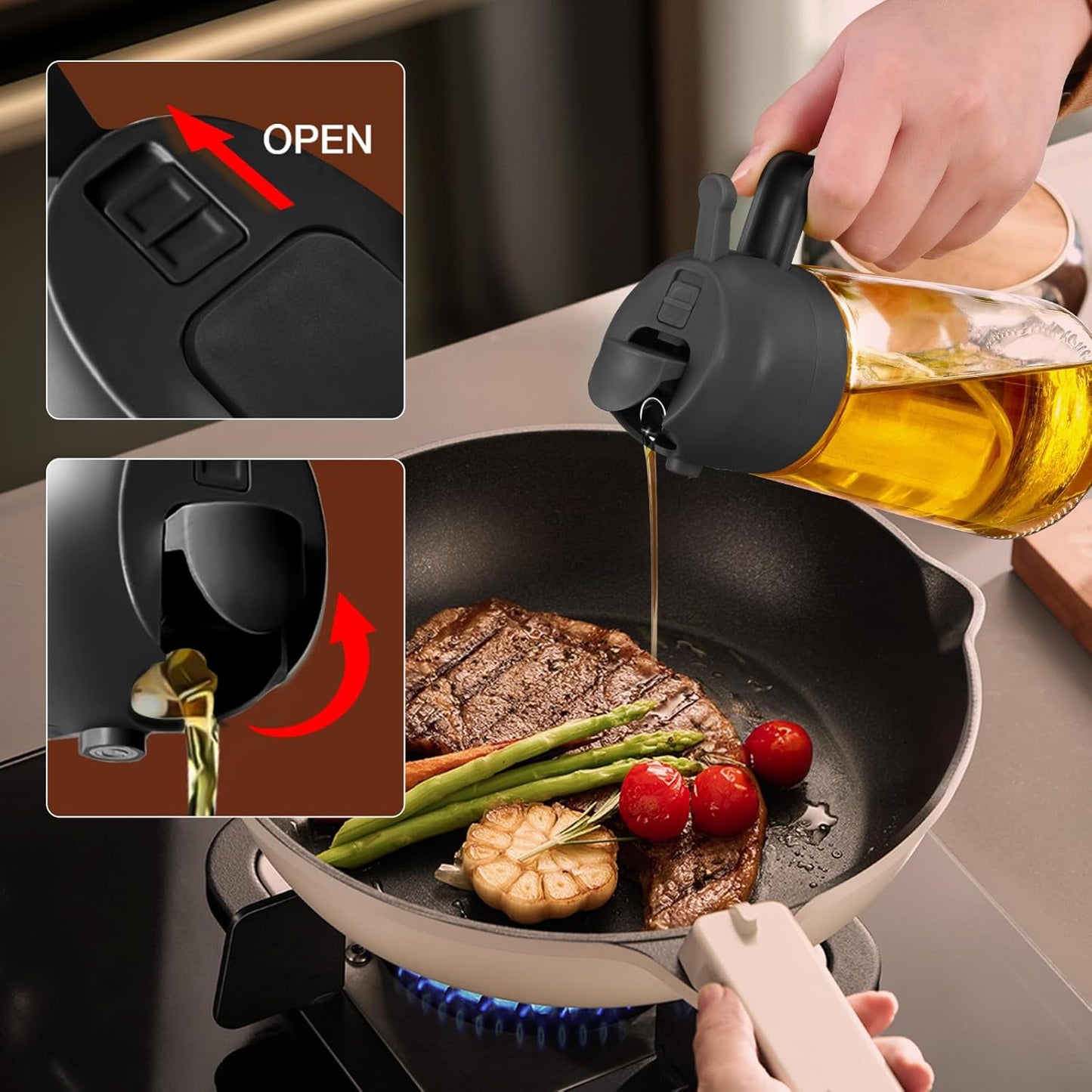 2-in-1 Oil Sprayer & Dispenser — Spray or Pour with Precision