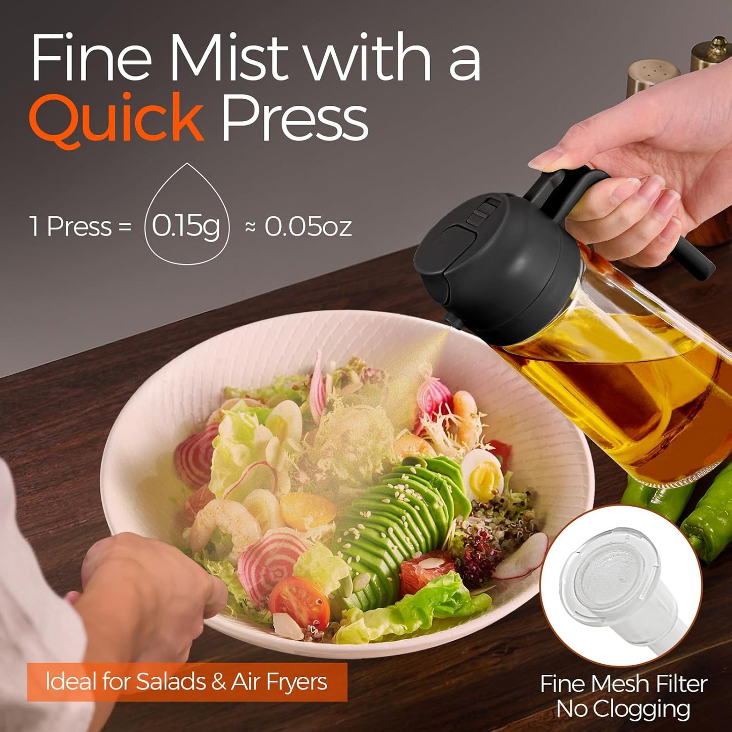 2-in-1 Oil Sprayer & Dispenser — Spray or Pour with Precision
