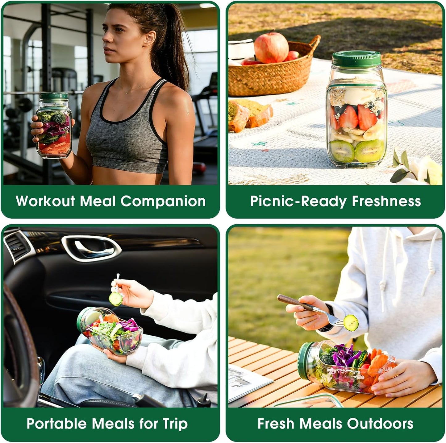 Salad Jar Pod with Side Hatch Bowl — Layer, Lock & Lunch Smarter