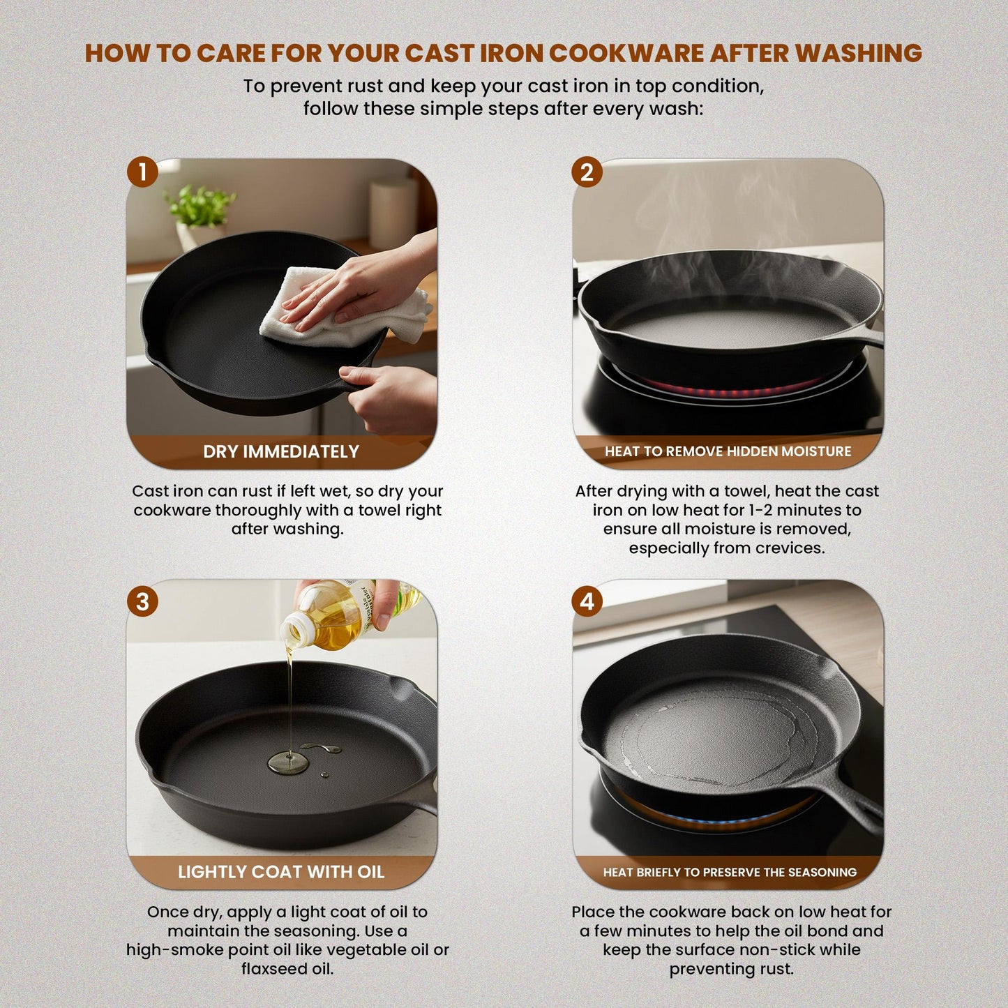 Utopia Kitchen 3-Piece Black Cast Iron Skillet Set - Pre-Seasoned Frying Pans 6", 8", 10" - Oven, Stove, Grill, Campfire Safe - Easy to Use Cookware