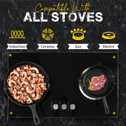 Utopia Kitchen 3-Piece Black Cast Iron Skillet Set - Pre-Seasoned Frying Pans 6", 8", 10" - Oven, Stove, Grill, Campfire Safe - Easy to Use Cookware