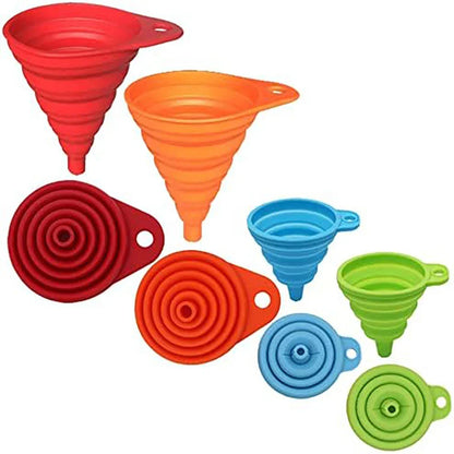 Silicone Collapsible Funnel Set — Foldable Funnels for Bottle & Jar Transfer