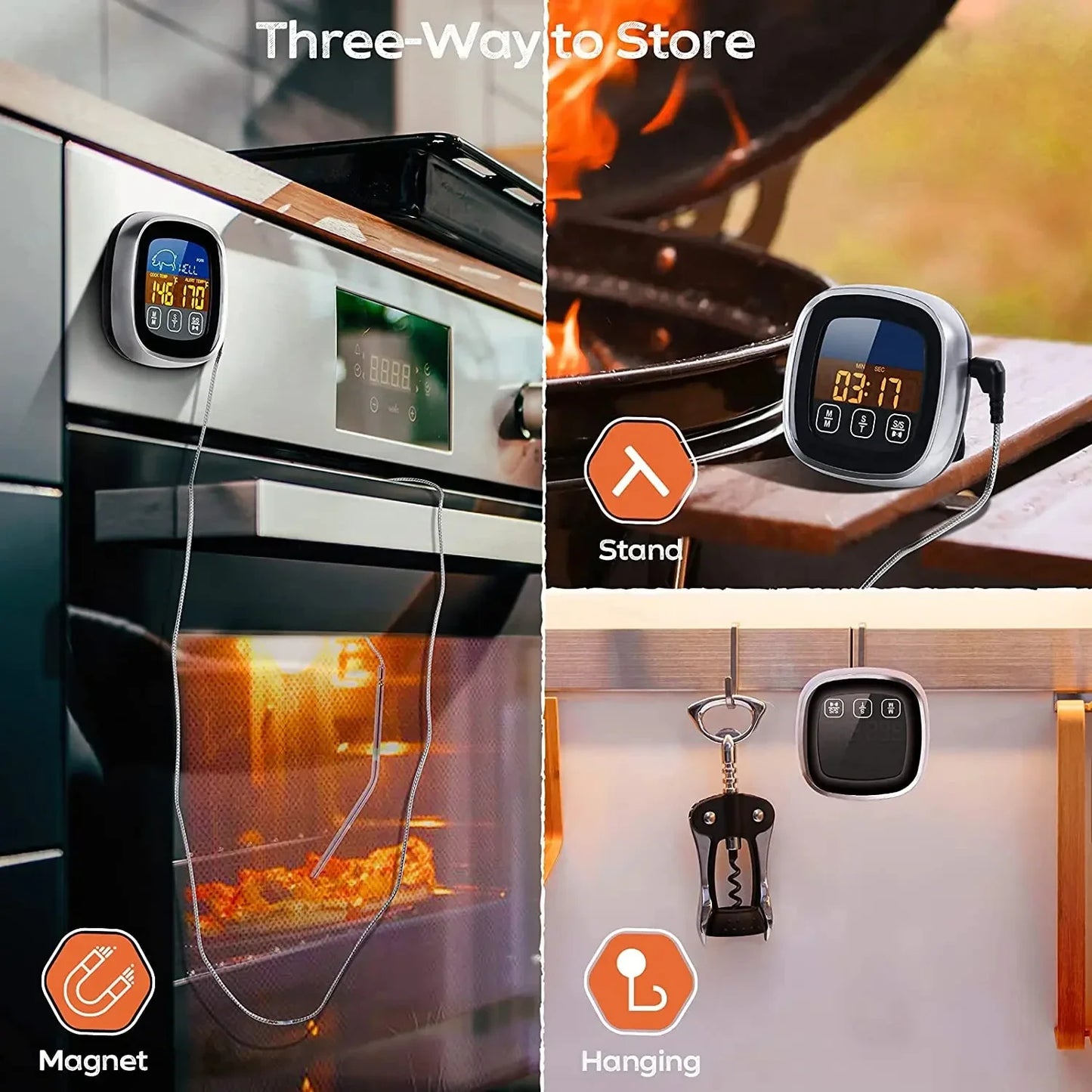 Digital Meat Thermometer — Cook Perfect Steaks, Chicken & Turkey Every Time
