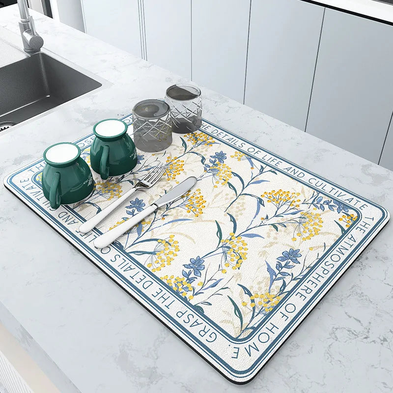 Super Absorbent Dish Drying Mat — No More Water Puddles Around Your Dish Rack