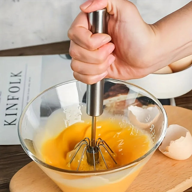 Semi-Automatic Egg Whisk — Effortless Mixing with One-Hand Press Action