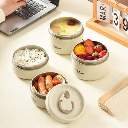 Insulated Stainless Steel Lunch Container Set with Thermal Bag — Hot Lunch, Neatly Packed