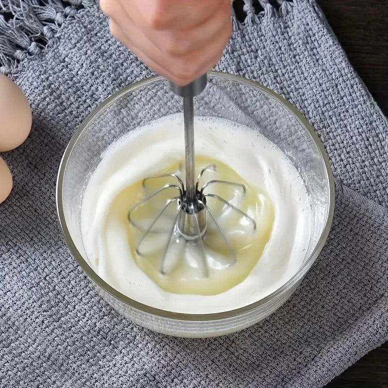 Semi-Automatic Egg Whisk — Effortless Mixing with One-Hand Press Action