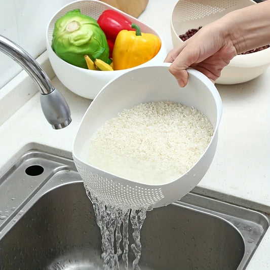 2 in 1 Rice Colander & Vegetable Washer — Wash Rice & Veggies Without the Mess