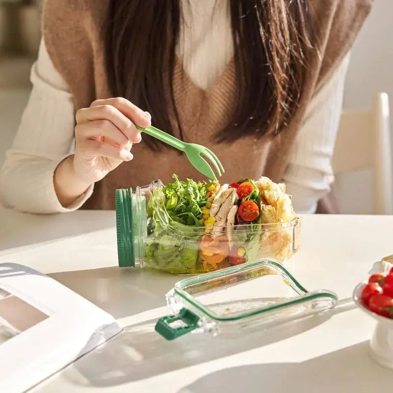 Salad Jar Pod with Side Hatch Bowl — Layer, Lock & Lunch Smarter
