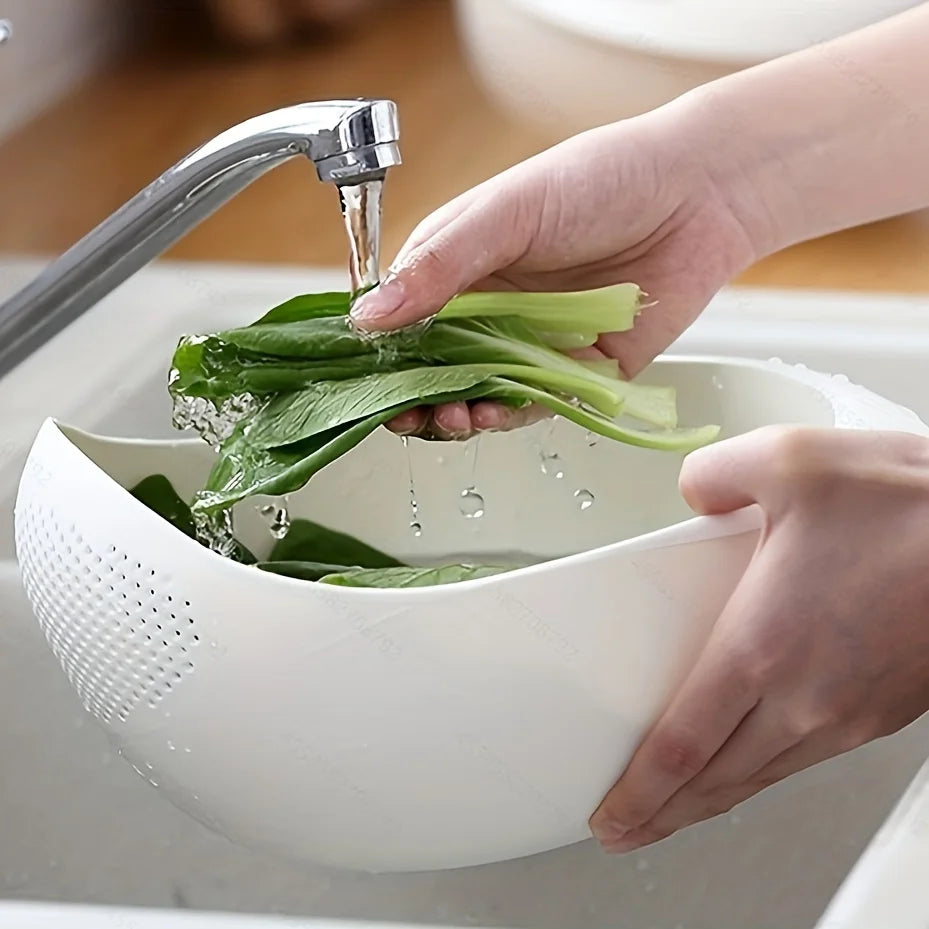 2 in 1 Rice Colander & Vegetable Washer — Wash Rice & Veggies Without the Mess