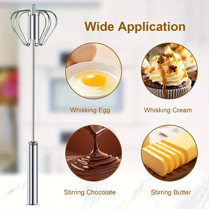 Semi-Automatic Egg Whisk — Effortless Mixing with One-Hand Press Action