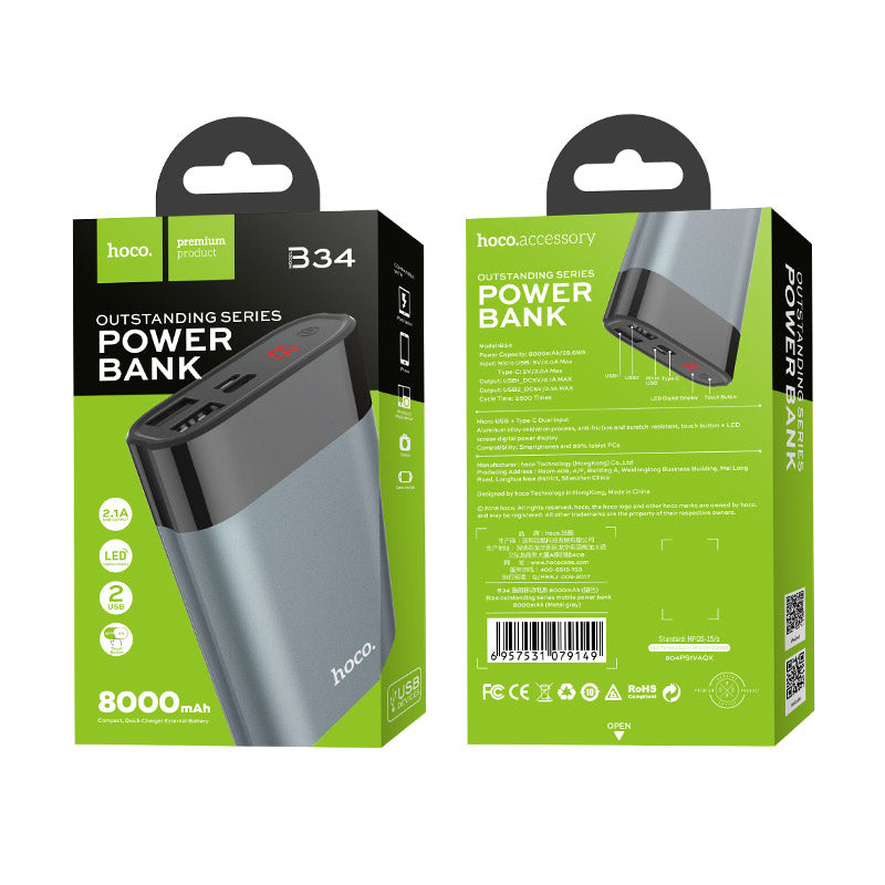 Power bank «B34 outstanding series» 8000 mAh dual USB output