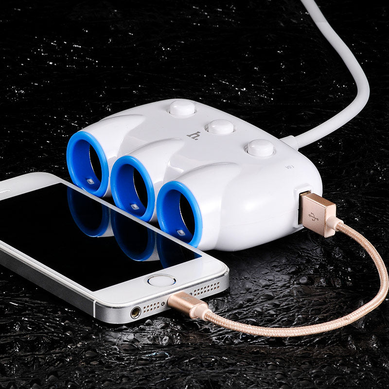 Car charger «C1» dual USB triple cigarette lighter charging adapter