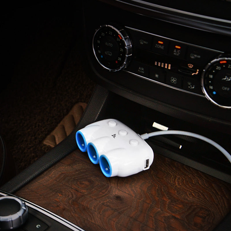 Car charger «C1» dual USB triple cigarette lighter charging adapter
