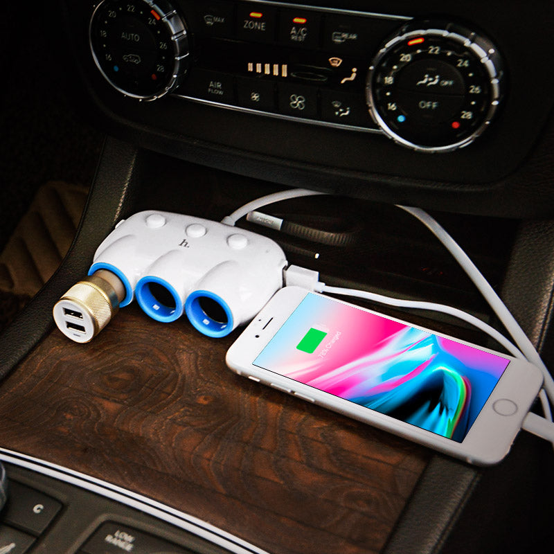 Car charger «C1» dual USB triple cigarette lighter charging adapter
