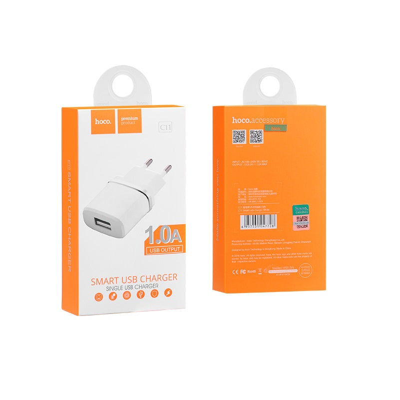 Wall charger “C11 Smart” EU plug single USB charging adapter