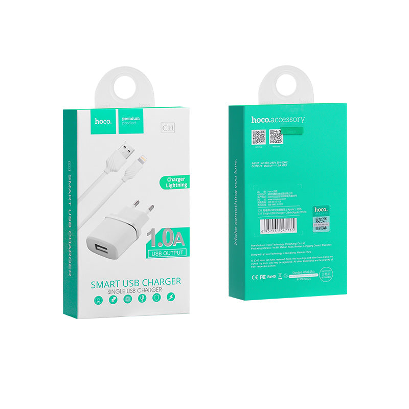 Wall charger “C11 Smart” EU plug single USB charging adapter