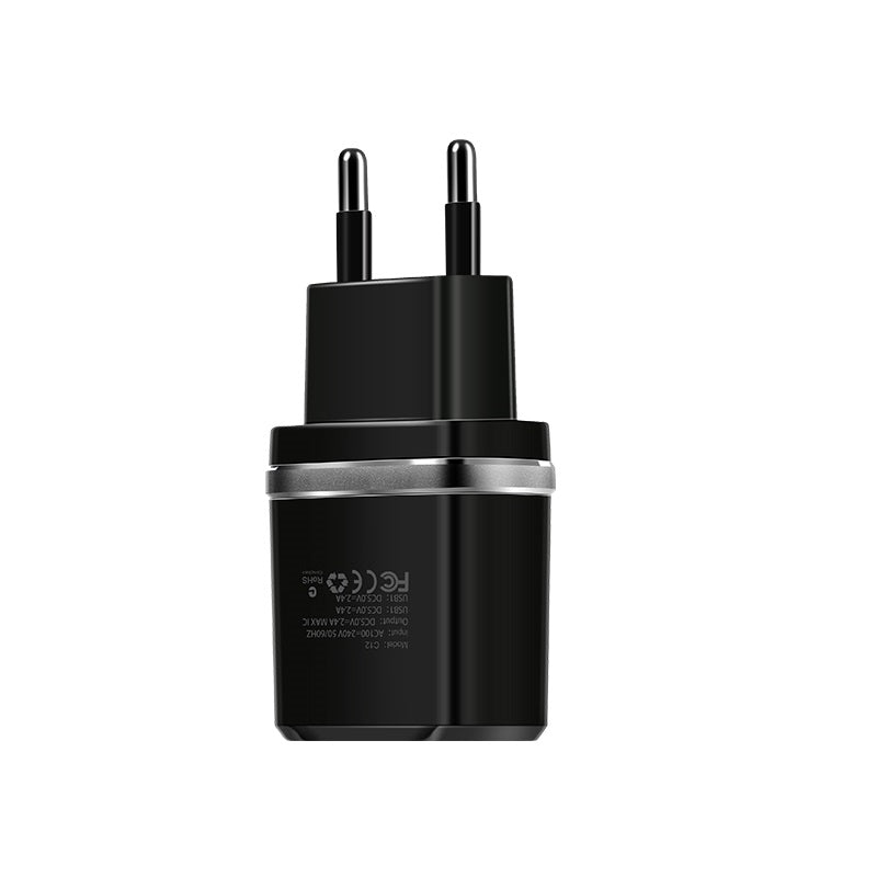 Wall charger “C12 Smart” EU plug double USB charging adapter