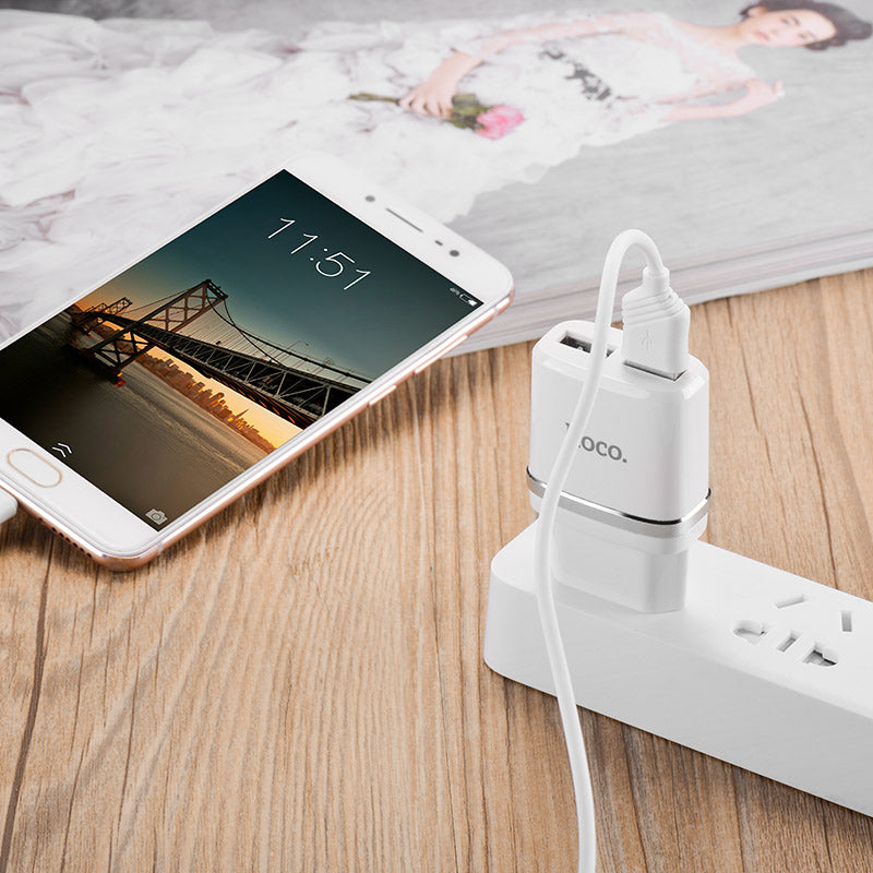 Wall charger “C12 Smart” EU plug double USB charging adapter