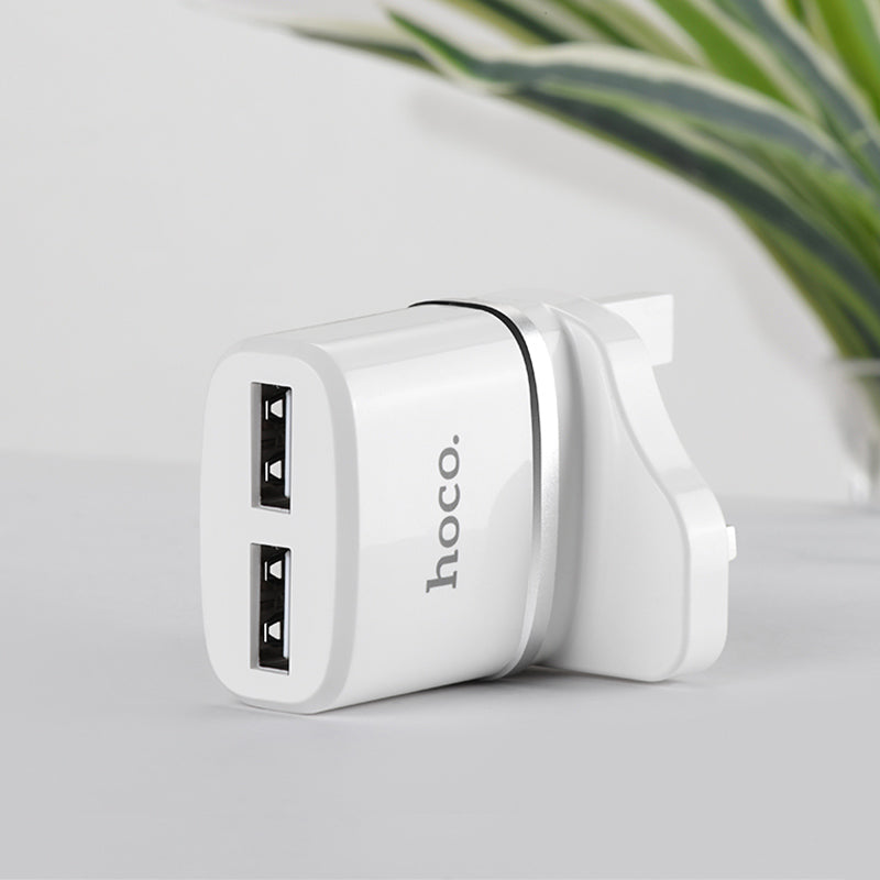 Wall charger “C12B Smart” UK plug dual USB charging adapter