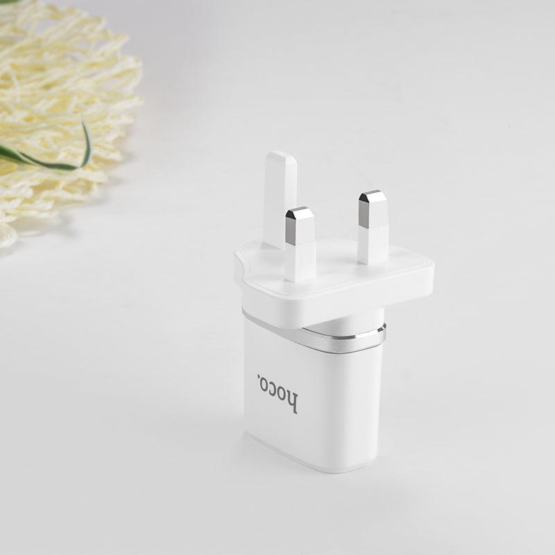 Wall charger “C12B Smart” UK plug dual USB charging adapter
