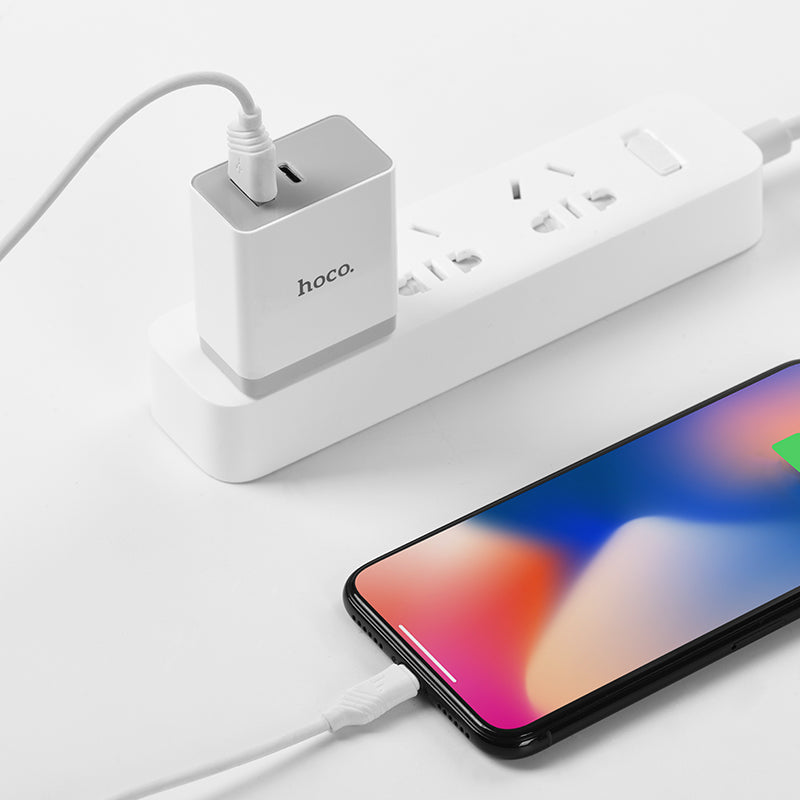 Wall charger “C24A Bele” QC3.0 USB-A & USB-C output quick charging