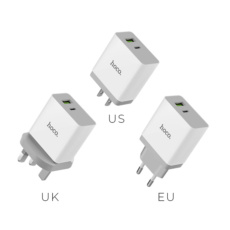 Wall charger “C24A Bele” QC3.0 USB-A & USB-C output quick charging