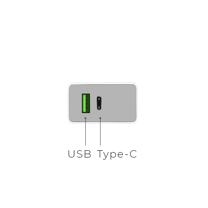 Wall charger “C24A Bele” QC3.0 USB-A & USB-C output quick charging