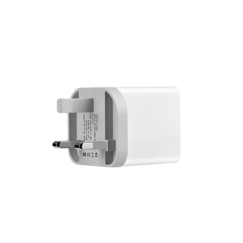 Wall charger “C24A Bele” QC3.0 USB-A & USB-C output quick charging