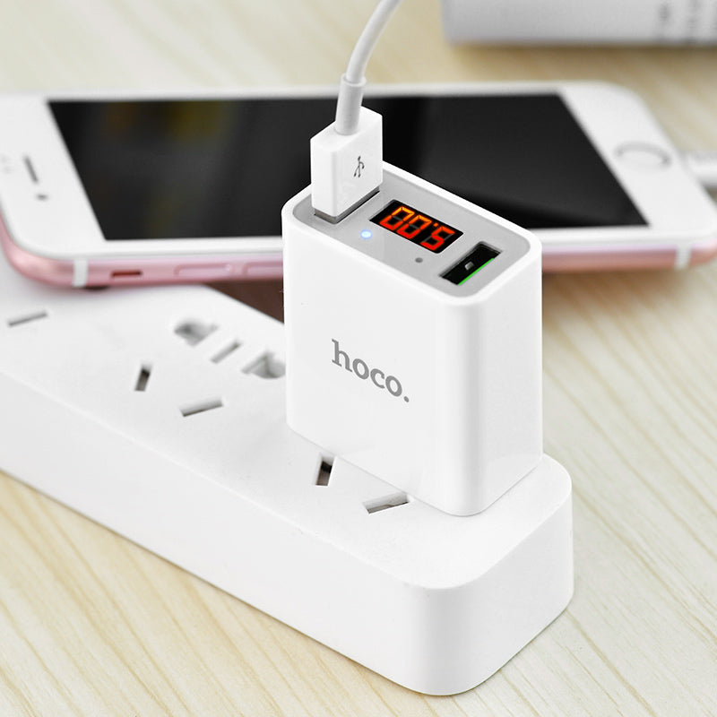 Wall charger “C25 Cool” US plug dual USB LED display