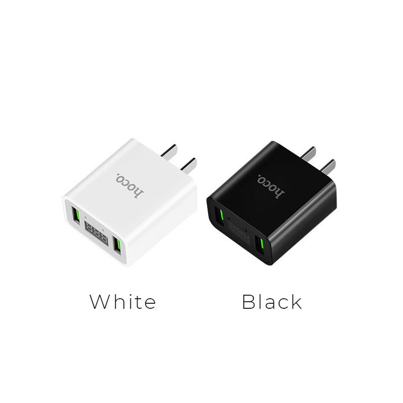 Wall charger “C25 Cool” US plug dual USB LED display