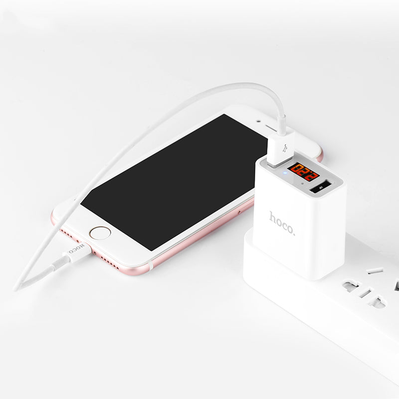 Wall charger “C25 Cool” US plug dual USB LED display