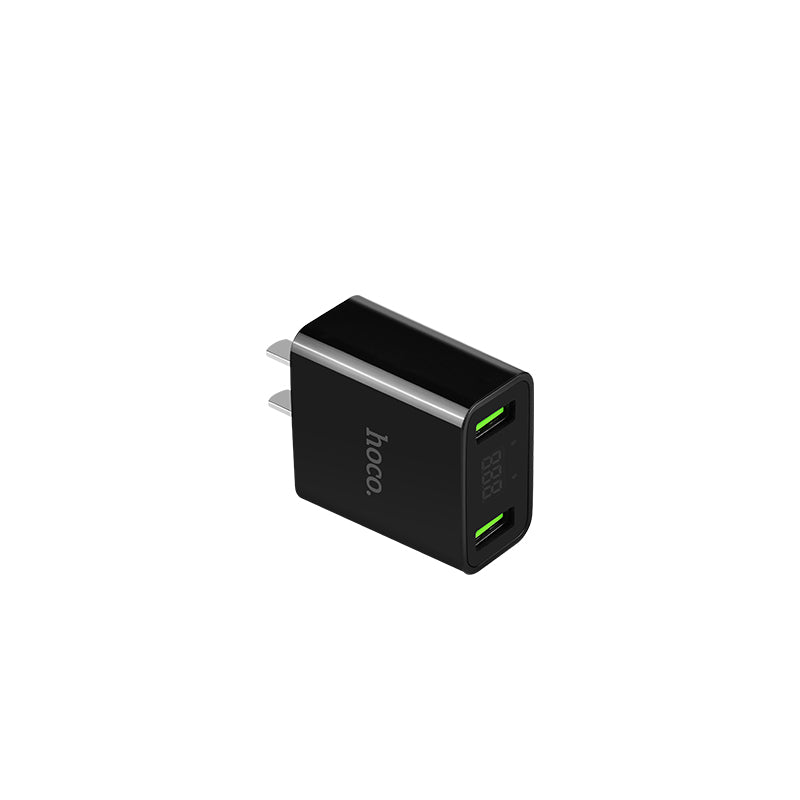 Wall charger “C25 Cool” US plug dual USB LED display