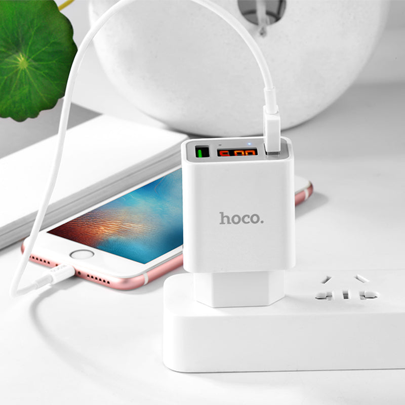 Wall charger “C25A Cool” EU plug dual USB LED display