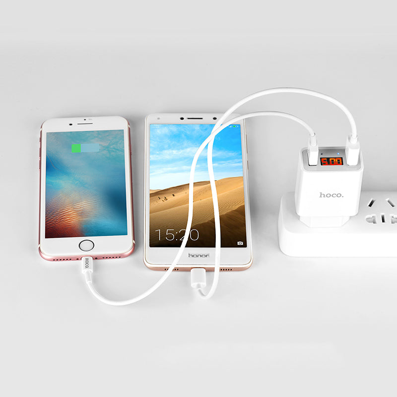 Wall charger “C25A Cool” EU plug dual USB LED display