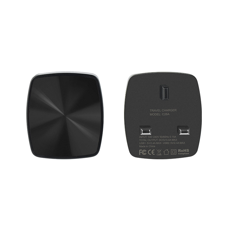 Wall charger “C26A Mighty power” dual USB charging adapter