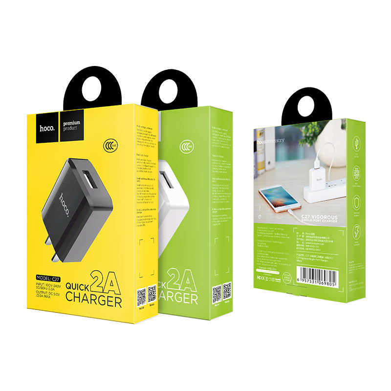 Wall charger “C27 Vigorous”  US plug single USB charging adapter