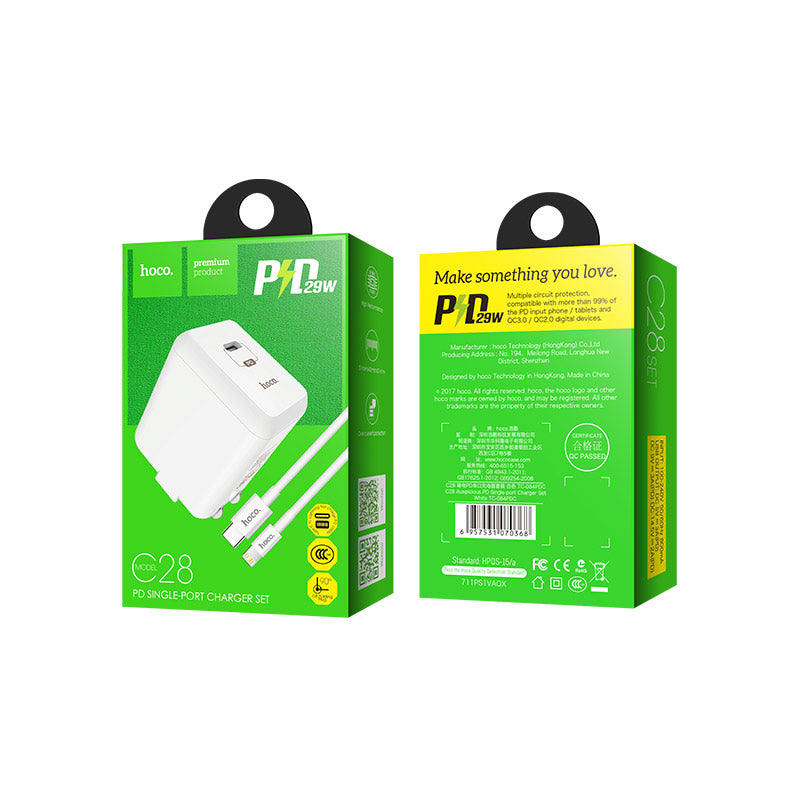 Wall charger “C28 Auspicious” US plug single Type-C set with cable