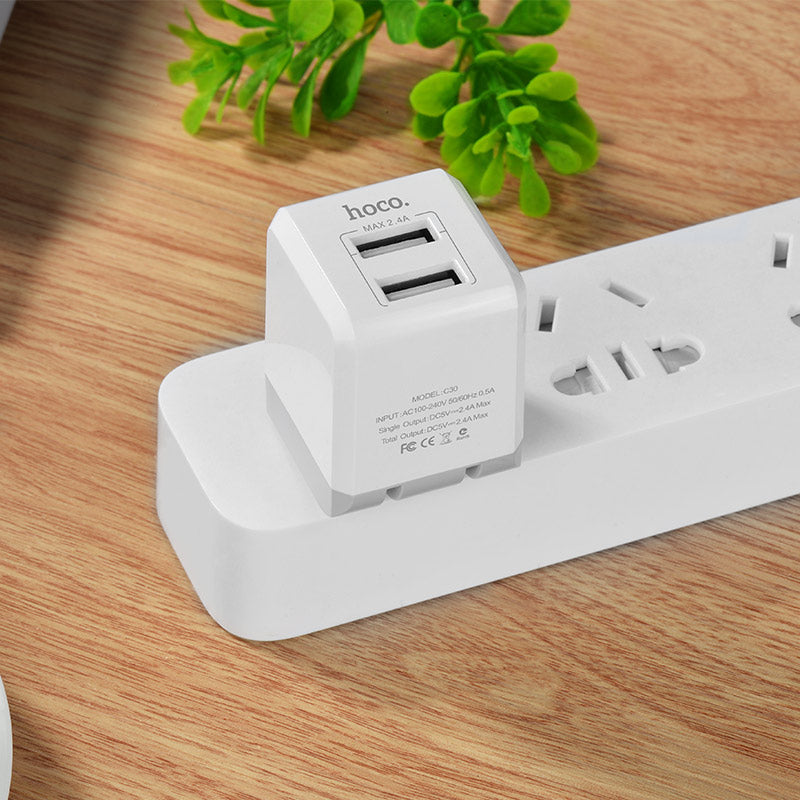 Wall charger “C30 Sincere” folding US plug dual USB