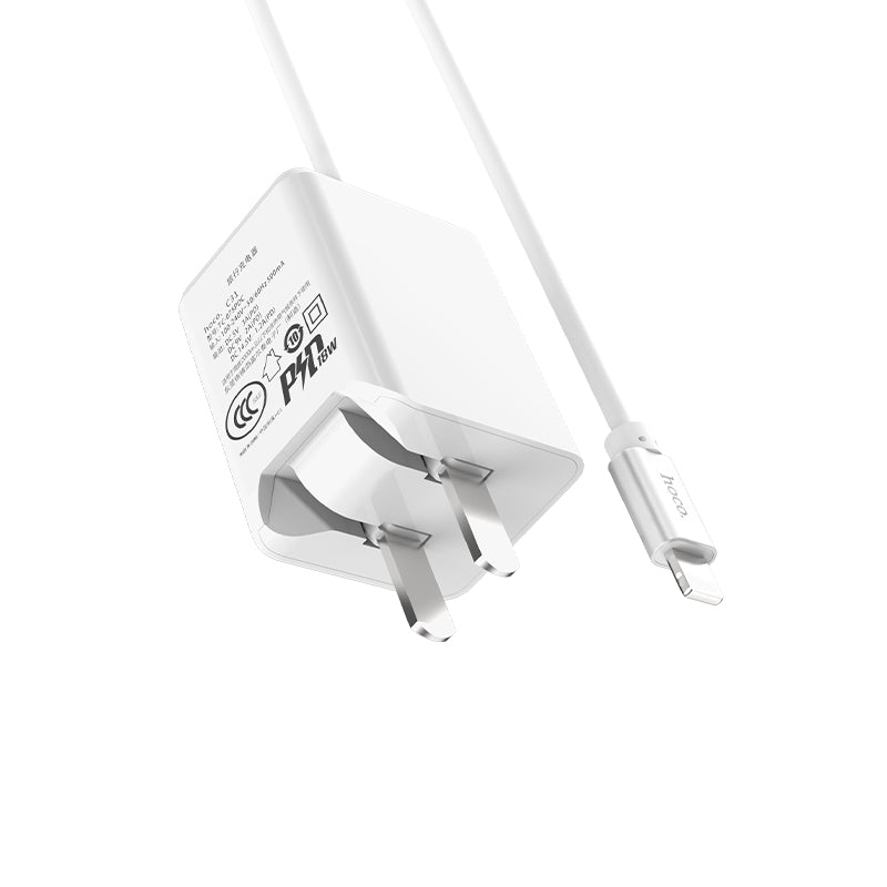 Wall charger “C31 PD” adapter with built-in Lightning cable
