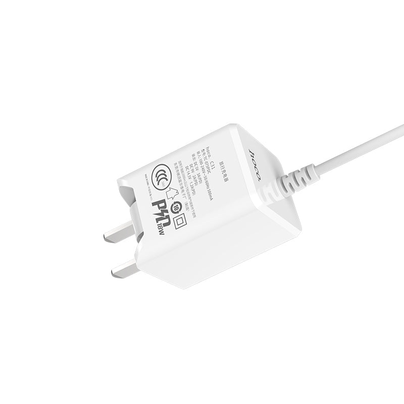 Wall charger “C31 PD” adapter with built-in Lightning cable