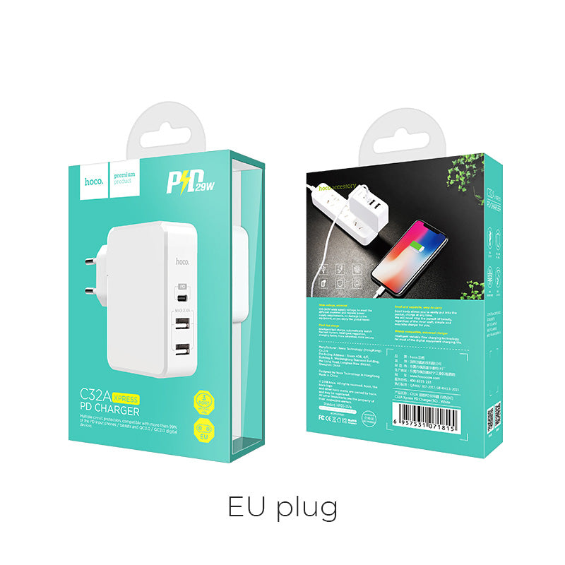 Wall charger “C32 Xpress PD” 2 USB / 1 Type C ports